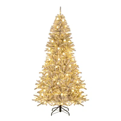 BREEBE SNOW-FLOCKED ARTIFICIAL CHRISTMAS TREE PRE-LIT HINGED WITH 81 SPHERE LIGHTS AND REMOTE