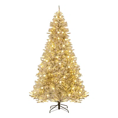 BREEBE SNOW-FLOCKED ARTIFICIAL CHRISTMAS TREE PRE-LIT HINGED WITH 81 SPHERE LIGHTS AND REMOTE