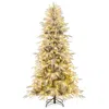 Breebe Snow-flocked Artificial Christmas Tree Pre-lit Hinged Xmas Tree With Warm White Led Lights In Green