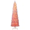 Breebe Snow-flocked Artificial Pink Christmas Tree Pre-lit Hinged Xmas Tree For Holiday Decoration In Pink