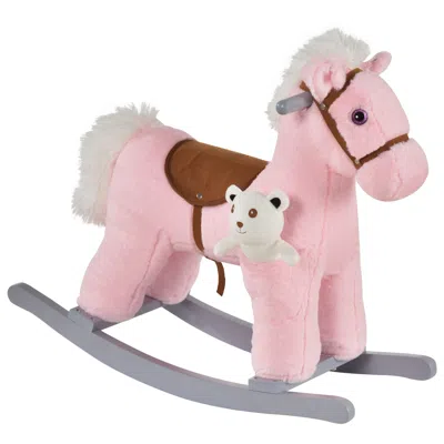 Breebe Soft Plush Rocking Horse For Toddlers In Pink