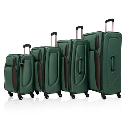 Breebe Softshellluggage Expandable 4 Piece Set Suitcase Softside Lightweight Luggage Travel Set In Green