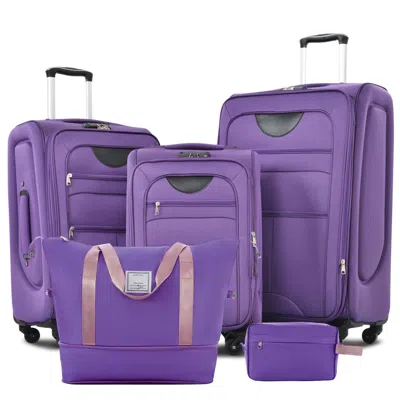Breebe Softside Luggage Expandable 3 Piece Set Suitcase With Duffel Bag Upright Spinner Softshell Lightweig
