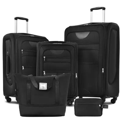 Breebe Softside Luggage Expandable 3 Piece Set Suitcase With Duffel Bag Upright Spinner Softshell Lightweig In Pink