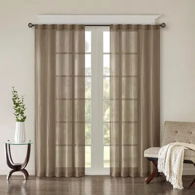 Breebe Solid Crushed Curtain Panel Pair(2 Pcs Window Panels) In Brown