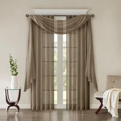 Breebe Solid Crushed Curtain Panel Pair(2 Pcs Window Panels) In Brown