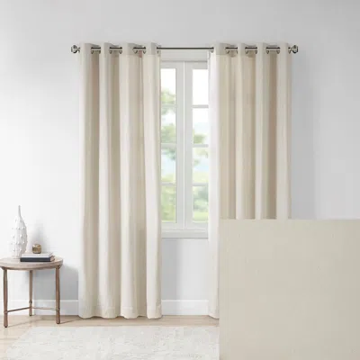 Breebe Solid Piece Dyed Grommet Top Curtain Panel In Neutral