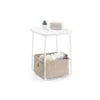 Breebe Square Side Table With Fabric Basket In White