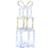 Breebe Stacked Lighted Gift Boxes Set Of 3 Pre-lit Christmas Present Box Lights In Blue