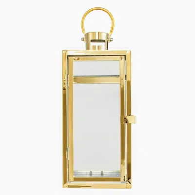 Breebe Stainless Steel Candle Lantern Vintage Top Design Gold - Outdoor Metal Patio Lantern Centerpiece 12"