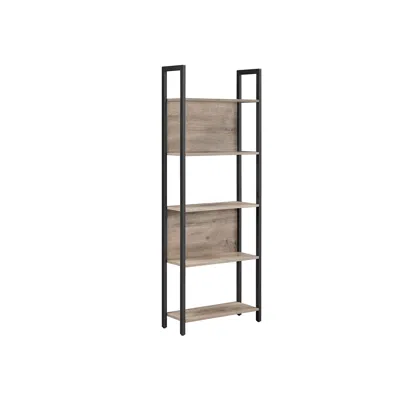 Breebe Steel Frame 5-tier Bookshelf In Black