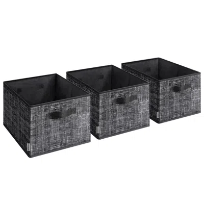 Breebe Storage Baskets, Set Of 3 Fabric Storage Bins, 15.7 X 11.8 X 9.5 Inches, Foldable Closet Organizer F In Black