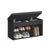 Breebe Storage Bench With Cushion, Shoe Bench With Padded Seat, 3 Compartments In Black