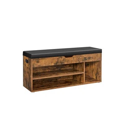 Breebe Storage Bench With Cushion, Shoe Bench With Padded Seat, 3 Compartments