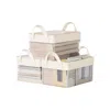 Breebe Storage Bins Set Of 3 Transparent Mesh Cream White In Multi