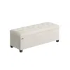 Breebe Storage Ottoman Bench, Foot Rest With Legs In White