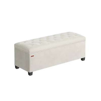 Breebe Storage Ottoman Bench, Foot Rest With Legs In White