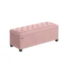 Breebe Storage Ottoman Bench, Foot Rest With Legs In Pink