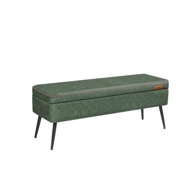Breebe Storage Ottoman Bench With Steel Legs, Forest Green