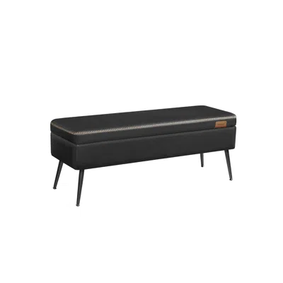Breebe Storage Ottoman Bench With Steel Legs, Ink Black