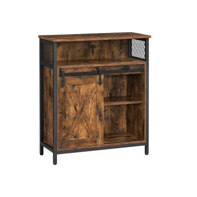 Breebe Storage Sideboard With Barn Door Rustic Brown Black