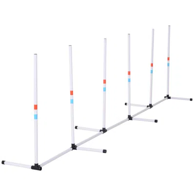 Breebe Sturdy Dog Weaves Poles Pet Speed And Agility Equipment Dogs Obstacle Outdoor W/ Storage Bag In White