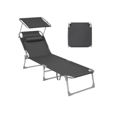 Breebe Sun Lounger With Sunshade Headrest Adjustable Backrest In Gray