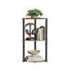 Breebe Superfast Toolless Assembly Corner Shelf Stand 3-tier Rustic Brown In Brown