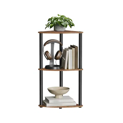 Breebe Superfast Toolless Assembly Corner Shelf Stand 3-tier Rustic Brown