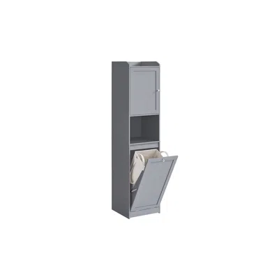 Breebe Tall Bathroom Cabinet With Laundry Basket In Gray