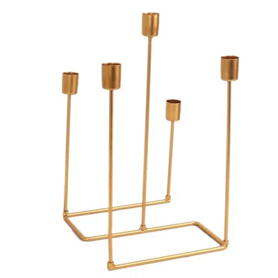 Breebe Taper Candle Holder Gold Metal 5-arm Geometric Candelabra Design - Decorative Piece For Banquets And