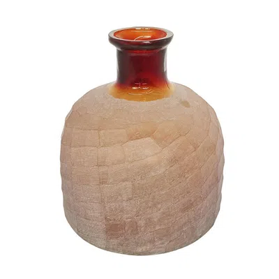 Breebe Terracotta Decorative Glass Flower Vase 7.5 X 8 Inch Home Decor Accent In Brown