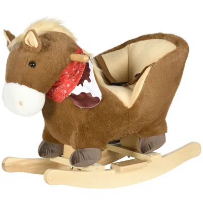 Breebe Toddler Plush Rocking Horse With Realistic Sounds In Brown