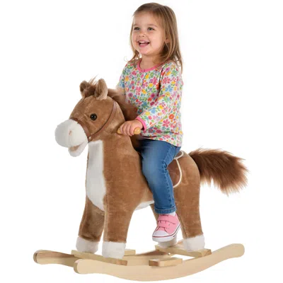 Breebe Toddler Plush Rocking Horse With Wagging Tail In Brown