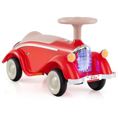 Breebe Toddler Ride On Toy Classic Sliding Car With Horn And Led Headlight In Red