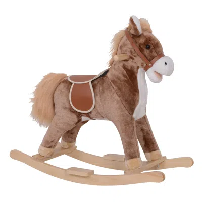 Breebe Toddler Rocking Horse With Soft Plush Body In Brown