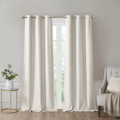 BREEBE TONAL PRINTED FAUX SILK TOTAL BLACKOUT CURTAIN PANEL PAIR(2 PCS WINDOW PANELS)