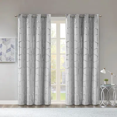 BREEBE TOTAL BLACKOUT METALLIC PRINT GROMMET TOP CURTAIN PANEL(ONLY 1 PC PANEL)