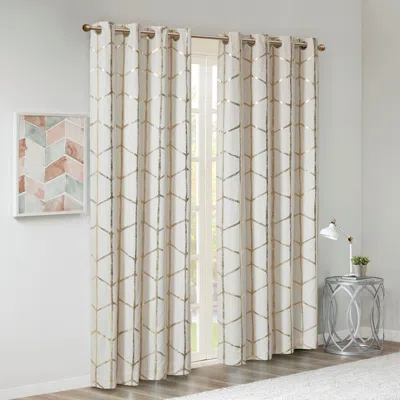 BREEBE TOTAL BLACKOUT METALLIC PRINT GROMMET TOP CURTAIN PANEL(ONLY 1 PC PANEL)