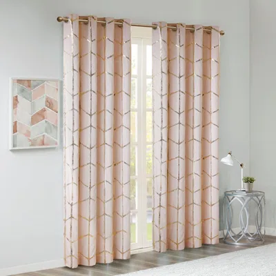 BREEBE TOTAL BLACKOUT METALLIC PRINT GROMMET TOP CURTAIN PANEL(ONLY 1 PC PANEL)