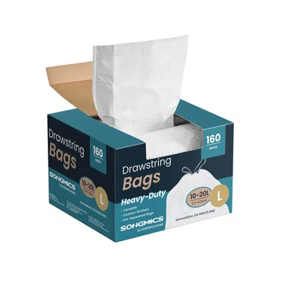 Breebe Trash Bags 5.3-gallon With Drawstrings 160 Count Liner Code L Cream White In Green