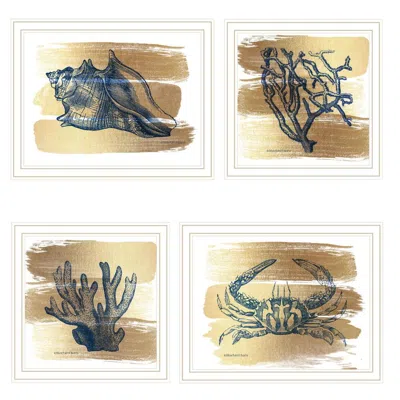 Breebe Trendy Decor 4u 4 Piece Gold Sea Collection White Wall Art By Bluebird Barn In Multi
