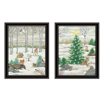 Breebe Trendy Decor 4u Woodland 'critters For Christmas' Black Wall Art By Lisa Kennedy