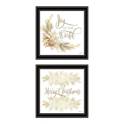 Breebe Trendy Decor Golden Merry Christmas 2-piece Black Framed Wall Art By Mollie B In Multi