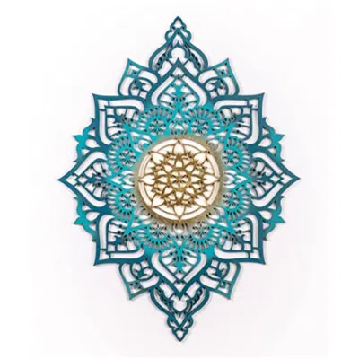Breebe Turquoise And Gold Solid Wood Geometric Shapes Wall Decor