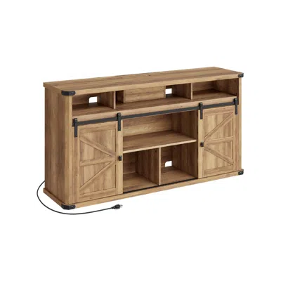 Breebe Tv Stand For Tvs Up To 65 Inches, Farmhouse Entertainment Center With Sliding Barn Doors