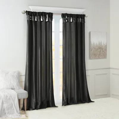 Breebe Twist Tab Lined Window Curtain Panel Black 50x108'