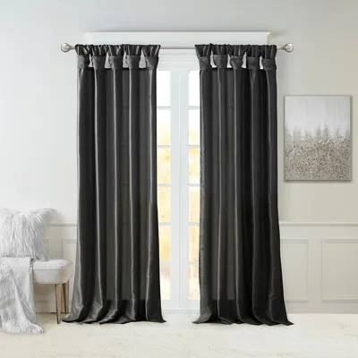 Breebe Twist Tab Lined Window Curtain Panel Black 50x84'