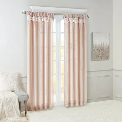 Breebe Twist Tab Lined Window Curtain Panel Blush 50x108' In Pink