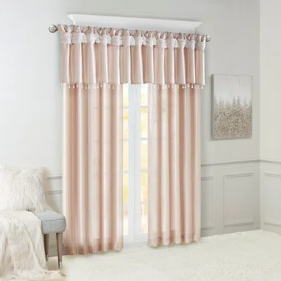 Breebe Twist Tab Lined Window Curtain Panel Blush 50x95' In Pink